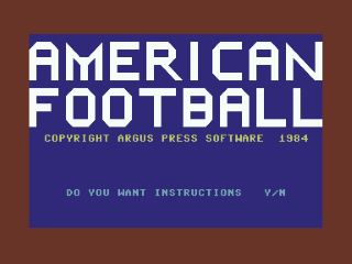 American Football title screen for Commodore 64